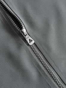 Manfinity Homme Men's Casual Versatile Collar Zip Front Long Sleeve Jacket For Daily Wear - Dark Grey - View 6