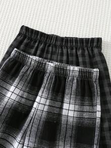 Cozy Pixies 4pcs/Set Young Boy Cartoon Penguin Pattern Knit Soft Crew Neck Long Sleeve Pullover Top & Plaid Pants Kids Loungewear Cute Pjs For Kids Kids Sleepwear Boy Pajama Sets Kids Clothes Set - Multicolor - View 7