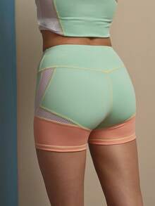 Cheerettes Women's Casual Patchwork Versatile Daily Workout Outdoor Sports Shorts - Green - View 2