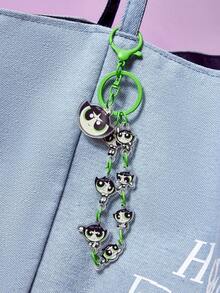 THE POWERPUFF GIRLS X SHEIN 飞天小女警亚克力钥匙扣，可爱图案设计，送给女性、学生、飞天小女警粉丝的礼物 - 綠色 - 查看 4