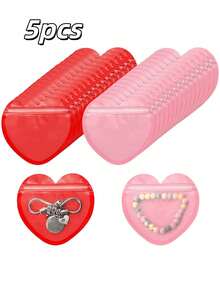 20pcs-Heart Shaped Red Ang Pink Heart Shaped Bag, Resealable Bag, Cute Mini Bag, Valentine's Day Trinket Bag, Clear Resealable Bag, Cute Snack Bag, Business Wedding Birthday Holiday Party Supplies, Valentine's Day Decoration, Valentine's Day Gift Bag,Easter Gift Bag, Mother's Day Decoration, Mother's Day Gift, Mother's Day Gift Bag - Red + Pink - View 9