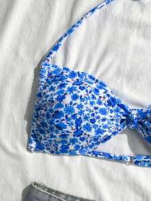 SHEIN Teen Girl Ditsy Floral Bikini Set, Vacation Beach - Multicolor - View 4