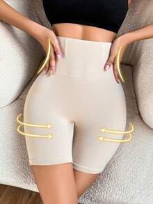 1pc Women Seamless Comfortable Slimming High Waist Shaping Leggings - Apricot - View 5