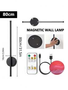 1 pieza Lámpara de pared negra moderna de 50 cm o 80 cm, tipo C, con instalación magnética, regulable y con temperatura de color ajustable para dormitorio, estudio, sala de estar y escalera - Multicolor - Ver 4