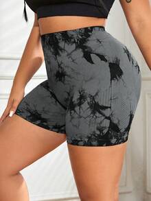 SHEIN Rhythm Era 2 chiếc quần short nữ cỡ lớn nhuộm màu tie-dye, màu đen, xám, xanh navy, thích hợp cho yoga, golf, thể thao ngoài trời. - Nhiều màu - Xem 7
