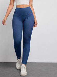 Flexra 女式休闲弹力修身紧身牛仔裤，适合秋季户外穿着 - 中等水洗藍 - 查看 6