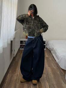 StreetHx Women's Fashion Casual Street Style Zip-Up Hooded Jacket With Pockets, Camouflage Denim - Multicolor - View 5