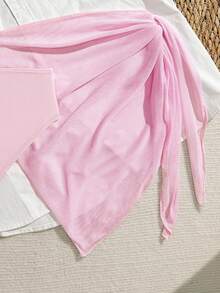 SHEIN 少女碎花印花可调节肩带泳衣套装，含罩衫和裙子，适合海滩、海边、度假、游泳。少女夏季三件套泳衣，含纱笼裙，碎花比基尼套装，粉色泳衣三件套，粉色泳衣，沙滩装泳衣，粉色三件套泳衣套装，粉色泳装，少女泳衣，碎花女孩沙滩套装，碎花比基尼泳衣套装，芙蓉花泳衣，三件套泳衣套装，粉色少女泳衣，少女泳衣三件套沙滩装，海岛女孩套装 - 粉色 - 查看 6