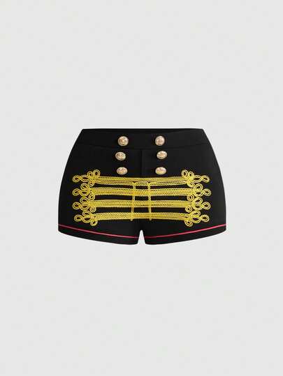 Grunge Punk Y2K Colorblock Embroidered Mini Shorts With Ultra Low Waist