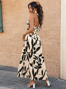 Travachic فستان عطلة نسائي كاجوال بطبعة نباتية وظهر مكشوف - متعدد الألوان - مشاهدة 5