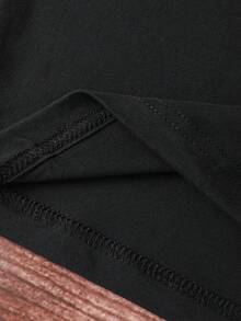 SHEIN LUNE Áo tank top không tay in chữ và hình cây cọ dành cho nữ cỡ lớn, thích hợp cho mùa hè. - màu đen - Xem 4