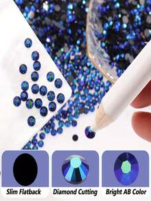 2000颗3-6毫米深蓝色扁平树脂水钻，圆形果冻宝石，适用于制作配饰、鞋子、衣服、化妆品、包包、装饰品等。 - 深藍 - 查看 5