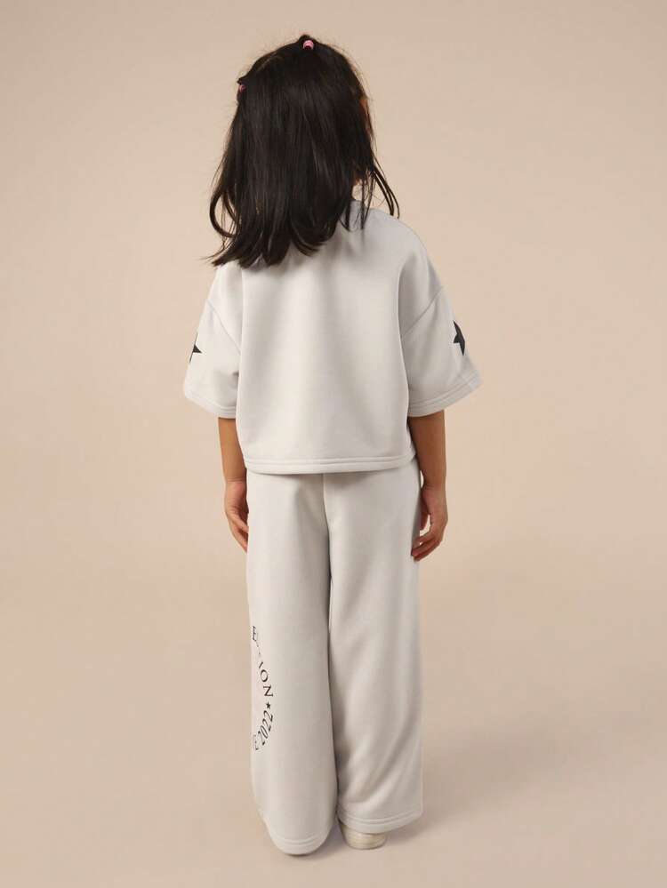 Graphic Print Tee And Trouser Set