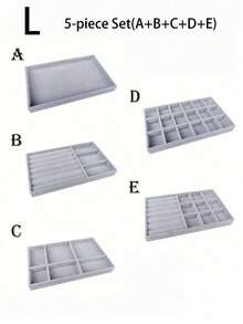 Fashion Ring Box Stud Earrings Ornament Storage Box Without Lid Dust, Simple Jewelry Display Storage Tray For Home, Gift For Valentine's Day - Grey - View 28