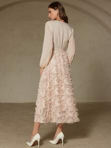EMERY ROSE New Fashionable High-End Slim Fit Elegant Long Sleeve Dress - Dusty Pink - View 3