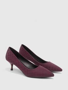 CUCCOO BIZCHIC 女士尖头细高跟中跟鞋，优雅、休闲、舒适、一脚蹬，适合工作、通勤、约会、派对、正式场合。 - 熱烈紅色 - 查看 7