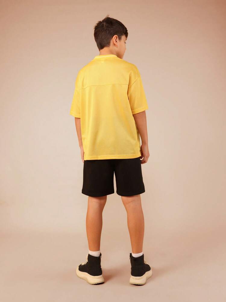 메쉬 브이넥 저지 세트 (운동용 반바지 포함)