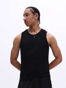 SUMWON Essentials Solid Crew Neck Sleeveless Tank Top Basic Casual Everyday Wardrobe Staple Regular Fit Summer Spring Lightweight Comfortable - Black - View 4