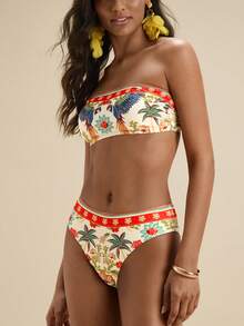 Travachic 女士印花抹胸比基尼套装，女士夏季服装，女士泳衣，女士泳装 - 彩色 - 查看 5