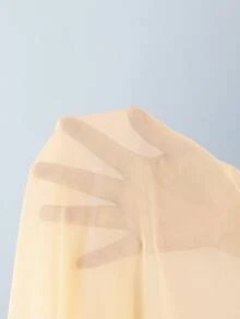 SHEIN Teen Girl Apricot Knit Jacquard Starfish Trim Camisole Jumpsuit With Cover-Up And Mini Skirt 2 Pieces Set - Apricot - View 3