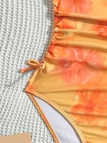 SHEIN 少女两件套印花泳衣和罩衫套装