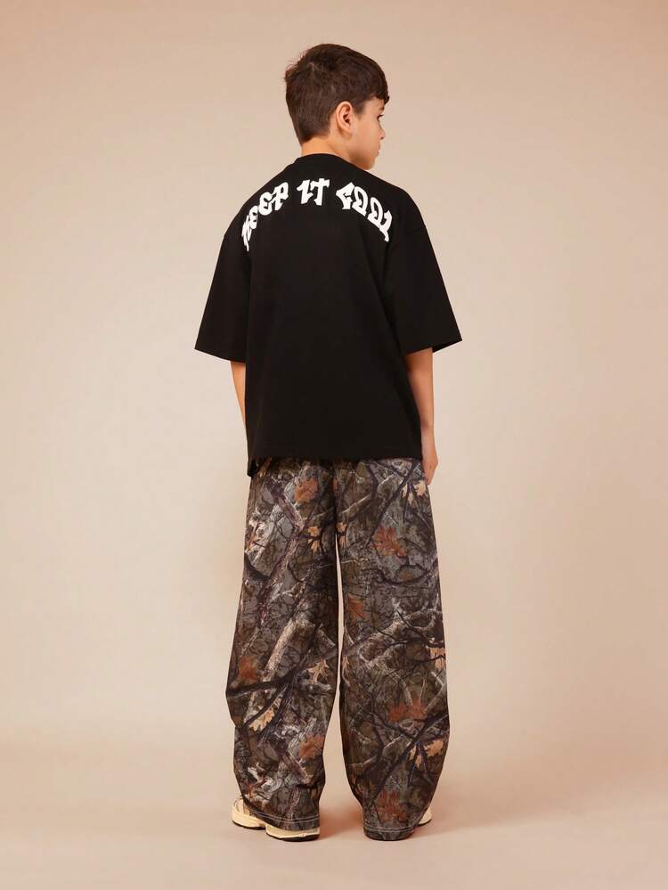 Oversized Graphic Tee And Camo Cargo Pants Set