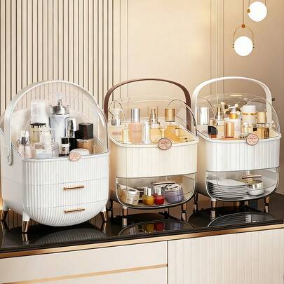 1 Pieza Organizador de Maquillaje de Gran Capacidad con Cajones y Tapa Transparente - Almacenamiento Multinivel para Cosméticos, Cuidado de la Piel y Joyería en 3 Colores para Escritorio, Baño, Tocador, Regalo para el Día de San Valentín, Decoración de Otoño, Decoraciones Navideñas, Mochila para Niños, Halloween, Mochila Escolar. Mochila Transparente, Escuela, Disfraz de Halloween.