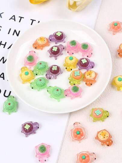 6个/15个/30个水果龟造型ABS装饰工艺套装，创意彩色龟形装饰品，家居装饰，最佳礼物，颜色和款式随机。