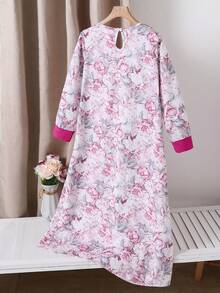 Tween Girls Elegant Floral Print Dress - Multicolor - View 7
