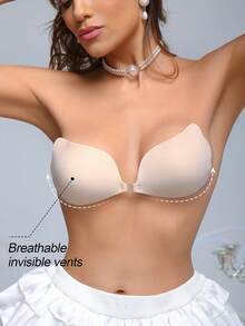 Women's Front Closure Adhesive Invisible Bra To Prevent Flashing - Apricot - View 6