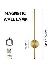 1 pieza Lámpara de pared negra moderna de 50 cm o 80 cm, tipo C, con instalación magnética, regulable y con temperatura de color ajustable para dormitorio, estudio, sala de estar y escalera - Multicolor - Ver 13