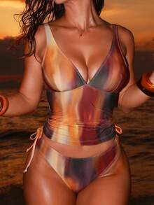 Swim SXY 性感豹纹吊带背心和比基尼上衣，适合夏季海滩度假 - 彩色 - 查看 1