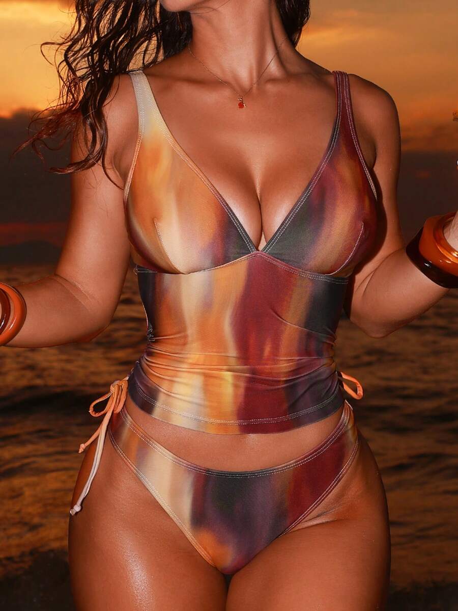 Swim SXY 性感豹纹吊带背心和比基尼上衣，适合夏季海滩度假 - 彩色 - 查看 1