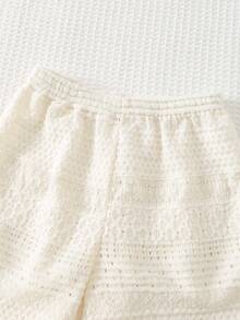 Cozy Pixies Bộ 2 món cho bé trai, màu trơn, kiểu dáng thường ngày, cổ polo, tay ngắn và quần short cạp chun. - Màu be - Xem 11