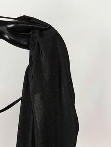 Amplova 女士性感露背吊带迷你连衣裙 - 黑色 - 查看 9