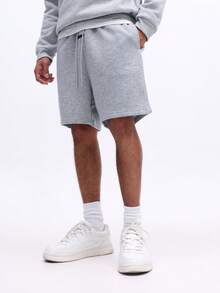 SUMWON Men's Pull On Drawstring Sweat Shorts With Side Pockets Elastic Waistband Casual Comfort Loungewear - Light Grey - View 4