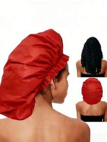 1/2/3 Mũ tắm chống thấm nước cỡ lớn - Mũ tắm co giãn bản rộng dành cho nữ, chất liệu EVA bảo vệ tóc khi tắm, spa, du lịch, phụ kiện bơi lội mùa hè (Màu đỏ) - Đỏ - Xem 2