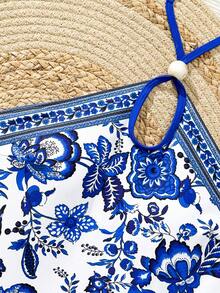 Swim Vcay Summer Floral Print Backless Halter One-Piece Swimsuit - Multicolor - View 3