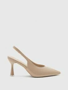 CUCCOO BIZCHIC Women's Pointed Toe High Heel Mule Shoes, Apricot Color, Slip-On Design, Minimalist Style, Suitable For Commuting And Daily Wear, Spring/Autumn - Apricot - View 4
