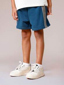 SUMWON Boys Stripe Detail Polo Shirt And Shorts Co-Ord Set With Oakland Print Perfect For Summer Casual Wear And Weekend Activities - Apricot - View 4