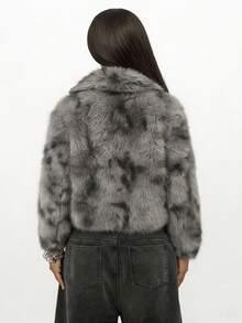 SHEIN Áo khoác lông giả dành cho nữ - Xám - Xem 3