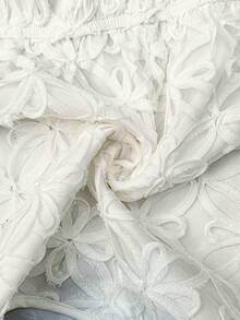 SHEIN Maternity Clothes Maternity Tops Maternity Deep V-Neck Floral Hollow Out Tie Front Sleeveless Fashionable Blouse Vacation White - White - View 3