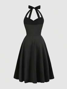 Girlism Đầm dự tiệc/dạ hội/cocktail màu đen dệt kim ôm eo dành cho bé gái tuổi teen, dây mảnh, họa tiết bướm. - màu đen - Xem 2