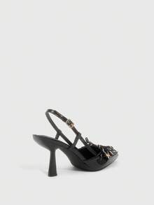 CUCCOO SZL Women's Pointed Toe Stiletto Heel Elegant, Sweet, Romantic High Heel Pumps, Shoes, Dress Shoes For Afternoon Tea, Date, Fashion Party, Work Outfit, Graceful Outfit, Versatile Basic, Halloween - Black - View 8