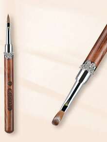 100% 貂毛蝴蝶檀木手柄压纹 UV 凝胶雕刻笔刷液体粉末 DIY 美甲绘画 - 棕色 - 查看 12