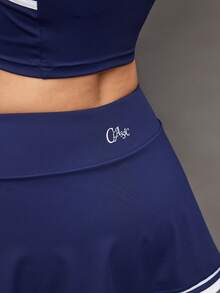 Activina Women's Striped Patchwork Golf Skirt Pants - Blue - View 3