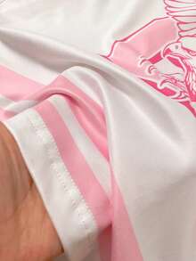 SHEIN Girls' Pink Sports Jersey Short Sleeve T-Shirt - Multicolor - View 7