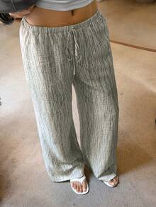 FavEase بنطلون نسائي كاجوال مستقيم الساق مع جيوب وخصر مطاطي وسحاب - أخضر - مشاهدة 4