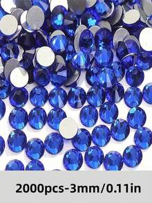 2000 buah Rhinestone Resin Pipih Biru Tua Ukuran 3-6mm, Batu Permata Jelly Bulat untuk Membuat Aksesoris Sepatu, Pakaian, Kosmetik, Tas, Dekorasi - Royal Blue - View 9
