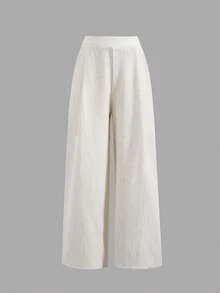 SHEIN Tween Girl Framed Collar Single-Breasted Vest And Wide-Leg Pants Casual Suit - Apricot - View 7